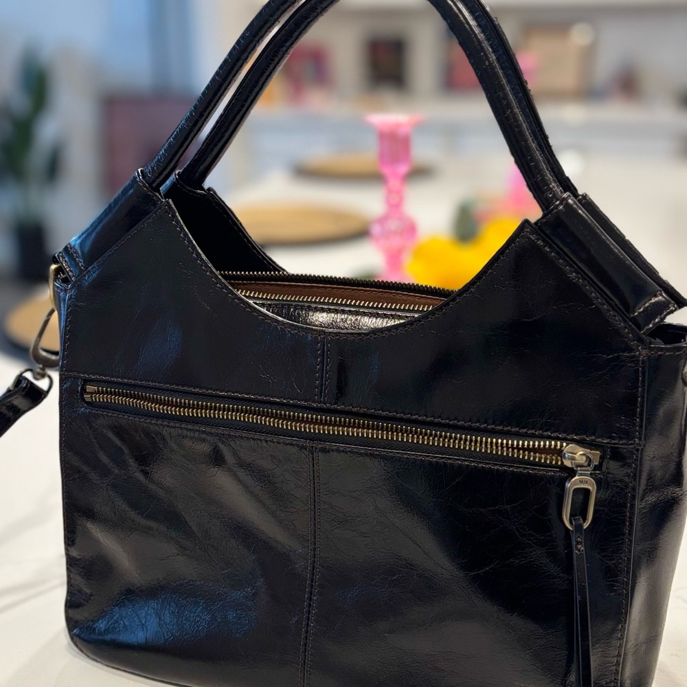 HOBO Black Leather Crossbody / Tote Bag - Picture 2 of 9
